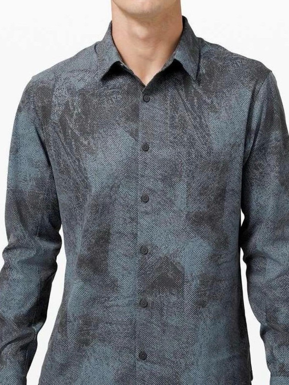 Lululemon Men’s Airing Ventlight Mesh Button Shirt Pixel Blue Charcoal Grey XL